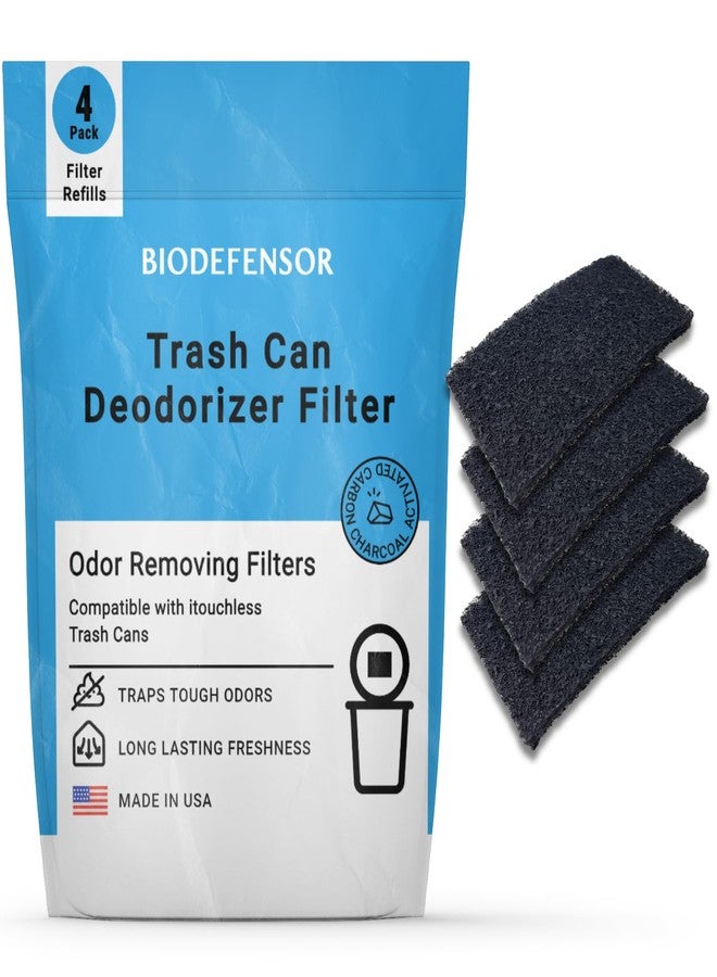 Biodefensor Carbon Odor Filter Compatible with Itouchless Trash Cans - Made in USA - Absorbs Odors, Stink, Diaper Smells & Garbage Deodorizer Eliminator, 4-Pack - Image 1